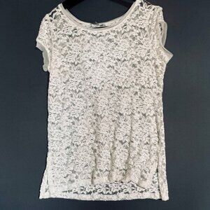 NWT Papillon White Lace Shirt Large